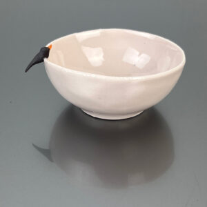 Small pink bowl with Blackbird