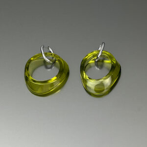 Carved glass pendant earrings on hoops